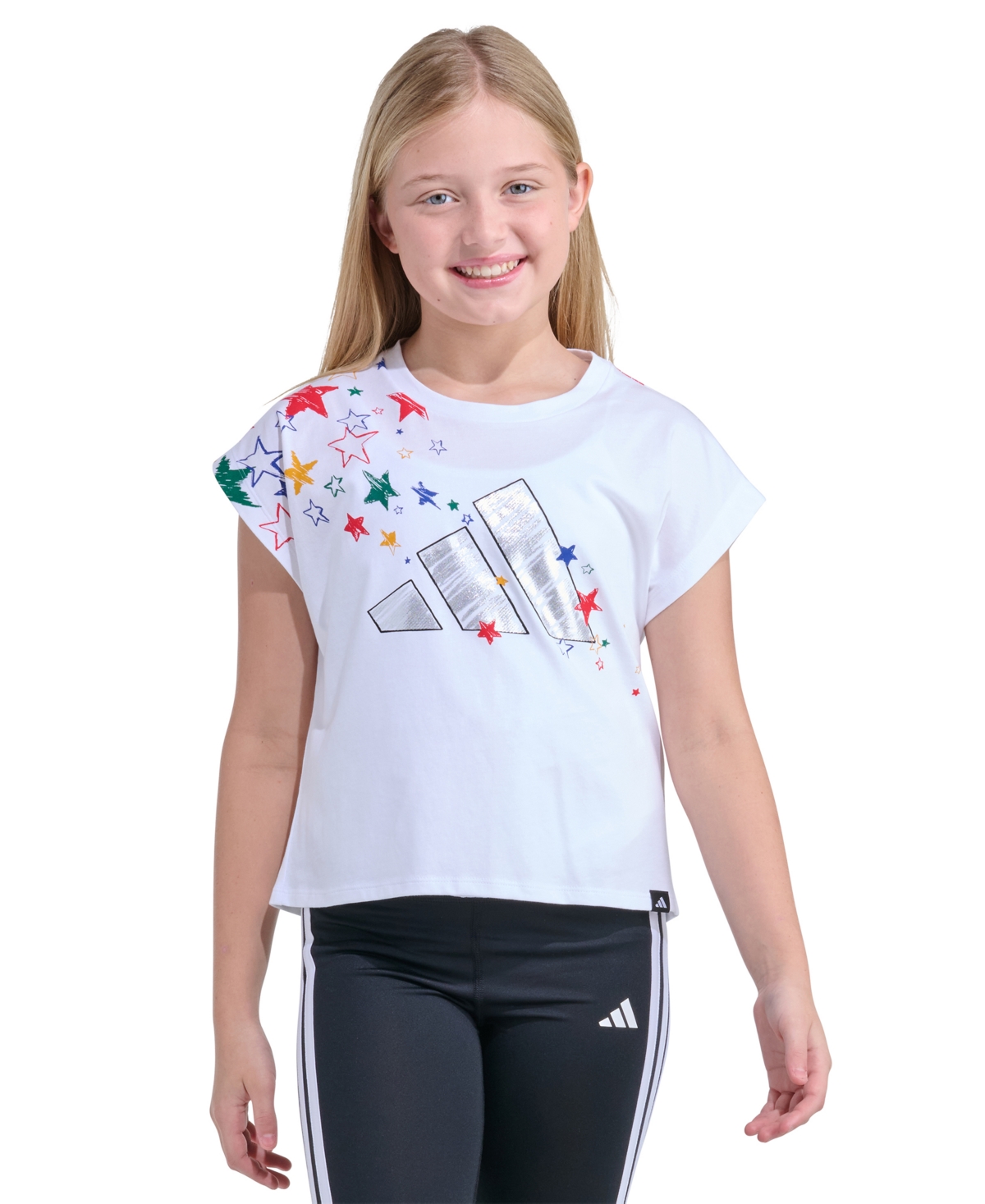 adidas Girls' 8-16 Short-Sleeve Boxy Fit T-Shirt