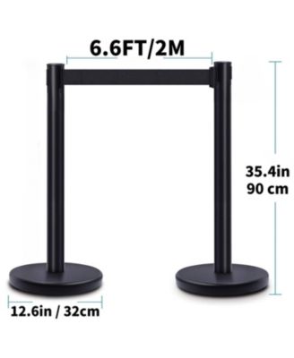 6 Piece Crowd Control Stanchion Set with Retractable Belts for Exhibitions