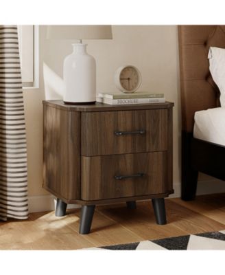 Mid Century Modern Nightstand, Walnut Night Stand with Curved Edge, Nightstand with Drawers