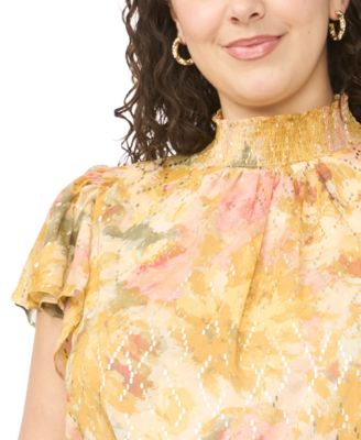 Plus Size Flutter-Sleeve Printed Jumpsuit