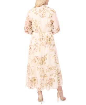 Plus Size Split Crewneck Tiered Dress