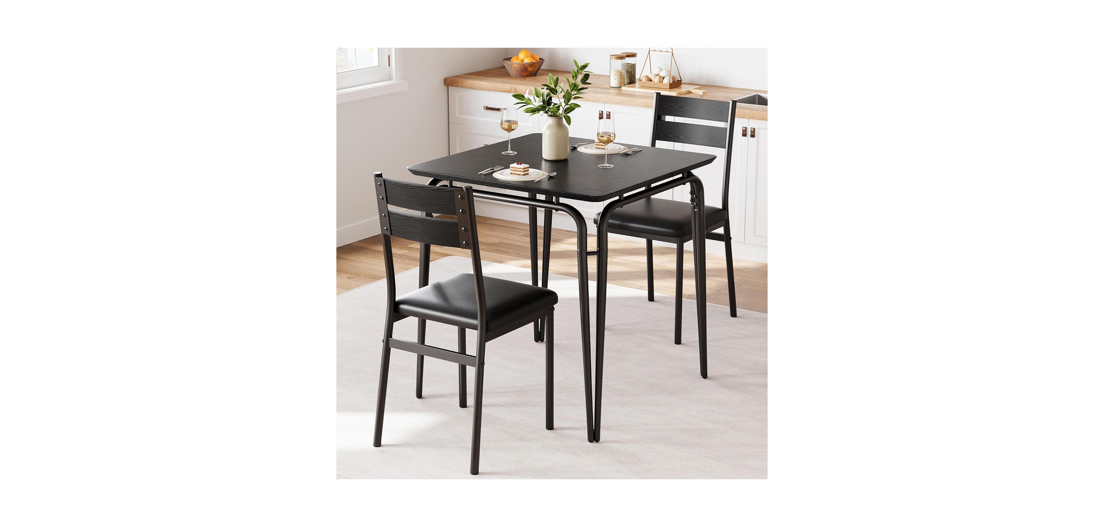 gaomon Dining Table for 2 Small Table and Chairs Set of 2 Square Dinette Set for 2 3 Piece Kitchen and Dining Room Sets for Small Space.