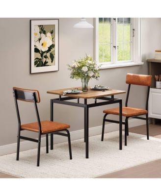 3Pcs Small Kitchen Table Set for 2, Wooden Dining Table Set for 2, Farmhouse Table Set with Table and Chair for Small Rooms or Flats