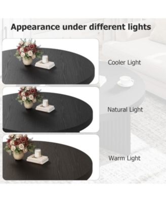 335" Round Coffee Table, Circle Center Table with Fluted Legs & 13" Thick Top, Accent Cocktail Tables for Living Room, Bedroom, Easy Assembly