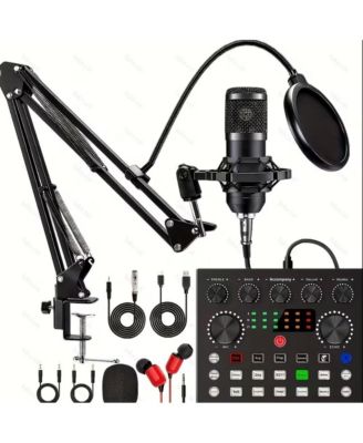 Podcast Equipment Bundle Audio Interface with All In One Live Sound Card Professional Condenser Microphone for Recording Live Streaming