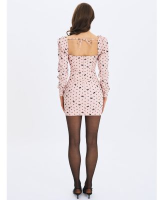 Women's Perla Baby ruched Bust Velvet-Embossed Bow Mini Dress