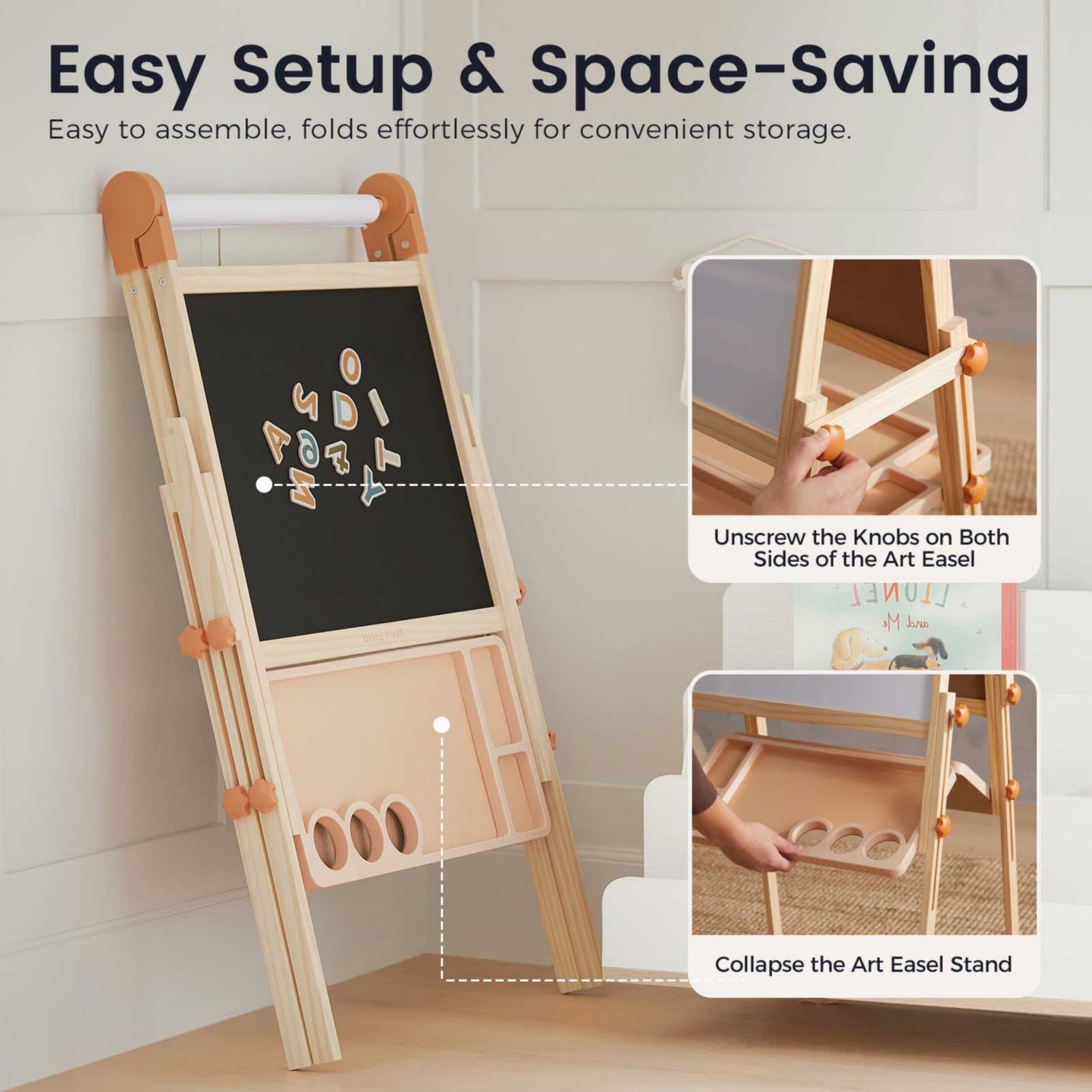 Детская игрушка Tiny Land Magnitales Double-Sided Magnetic Easel, Ages 3+ — фото 5