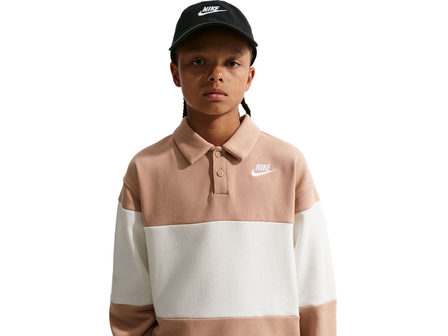 Свитшот Nike Sportswear Club Rugby Striped Sweatshirt для мальчиков, цвет: Натуральный бежевый / Молочный — фото 2