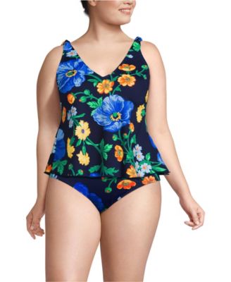 Women's Tie Shoulder Flutter Tankini Top