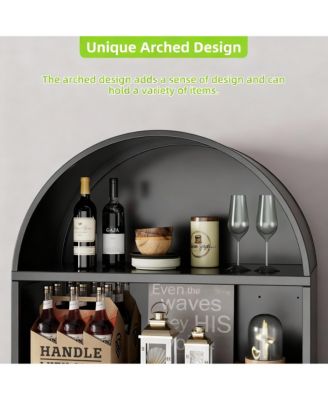 Metal Arched Cabinet, 17.7"D x 35.5"W x 78.8"H, Adjustable Shelves, 3 Storage Areas