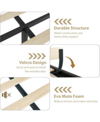 Bed Frame, Platform Bed Frame with Velvet Upholstered 50.2'' Headboard, Rivet Decoration, Strong Wooden Slats, No Box Spring Needed