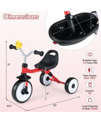 Toddler Tricycle with 3-Position Seat and Storage Basket for Kids