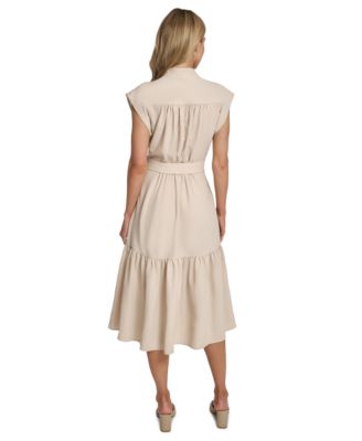 Women's Tiered Belted Surplice Dress