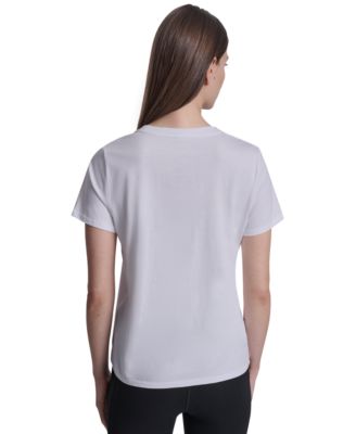 Women's Rhinestone Varsity Logo Relaxed Fit Pull-On T-Shirt