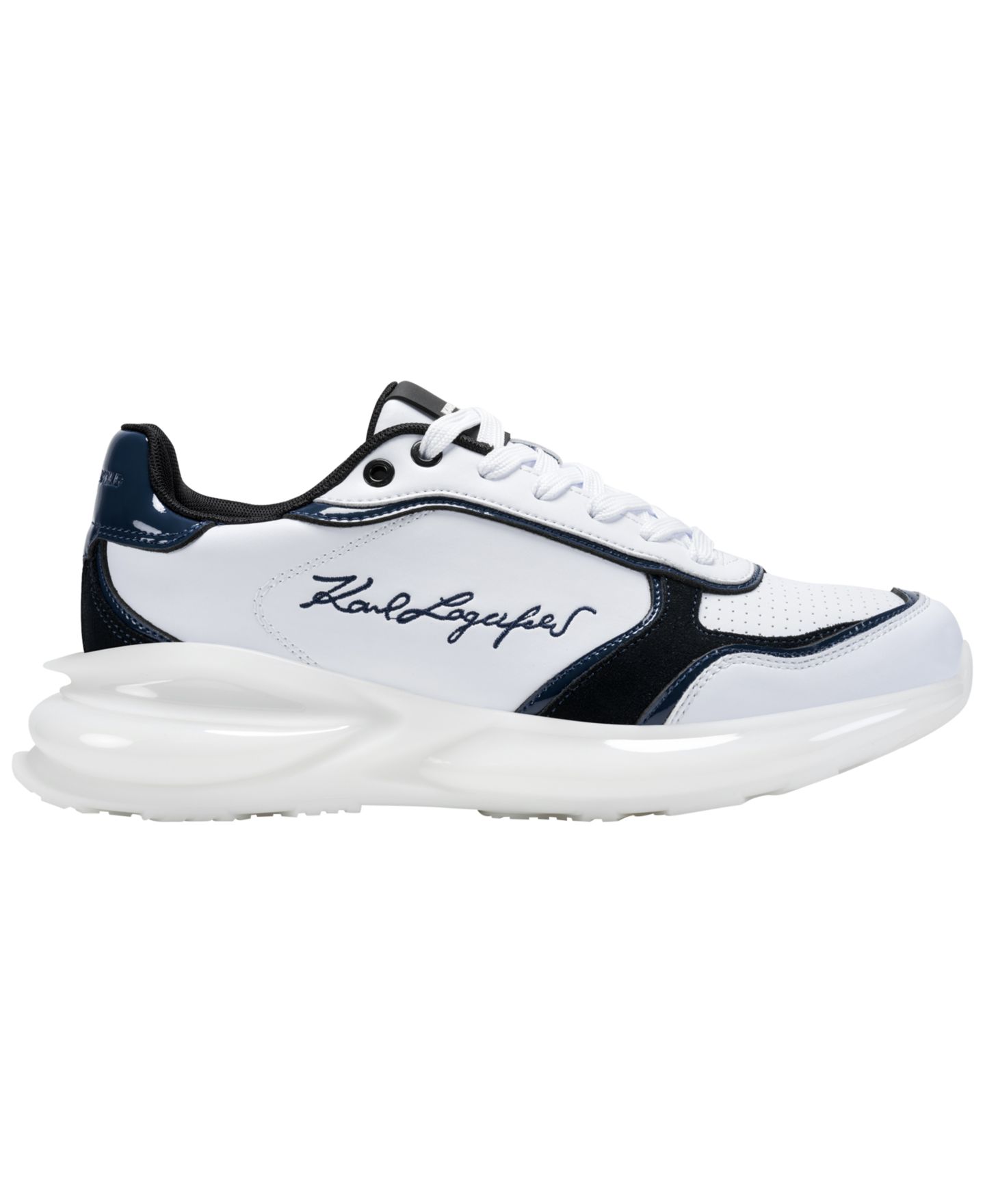 Мужские кроссовки KARL LAGERFELD PARIS Side Logo Embroidered Runner Gaetan, цвет: Белый / Синий — фото 2