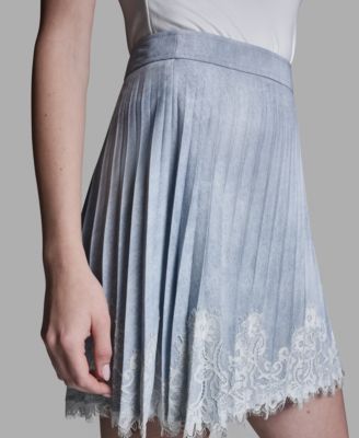 Women's Lace Trim Pleated Mini Skirt