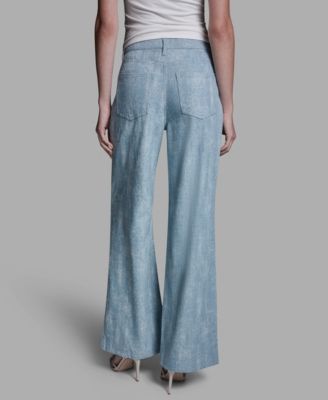 Women's Mid-Rise Embellished Detail Wide-Leg Jeans