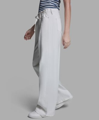 Women's Mid-Rise Tie Detail Wide-Leg Pants