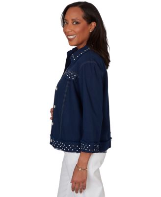 Petite Button-Front Denim Jacket