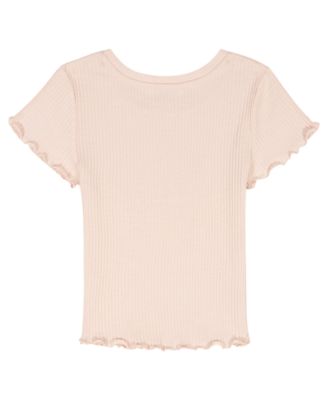 Girls' 7-16 CK Logo Chunky Rib Short-Sleeve Top