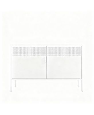 YIGII - Metal Storage Cabinet with Adjustable Shelves and Mesh Doors White