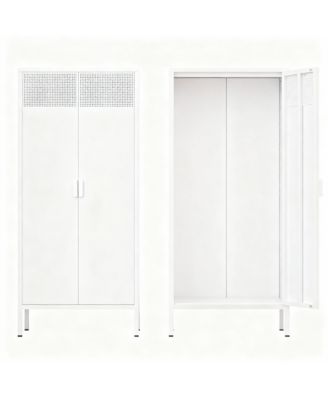 Metal Storage Cabinet with Adjustable Shelves and Mesh Doors