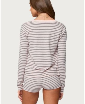 Women's Lillian Striped Button Up Knit Cardigan