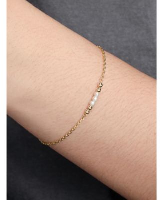 Freshwater Pearl Chain Bracelet in 14K Gold, 2.0 grams.
