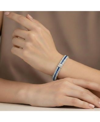 Elegant White Gold Plated Triple-Row Cubic Zirconia Bracelet