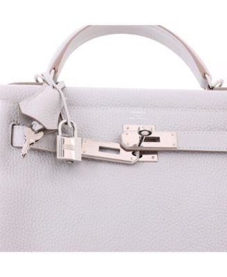 Kelly 28 Handbag Grey Clemence with Palladium Hardware
