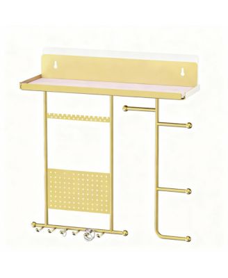 Wall-Mounted Jewelry Wall Rack with Soft Pads, Dual Mounting, Rust-Resistant Metal