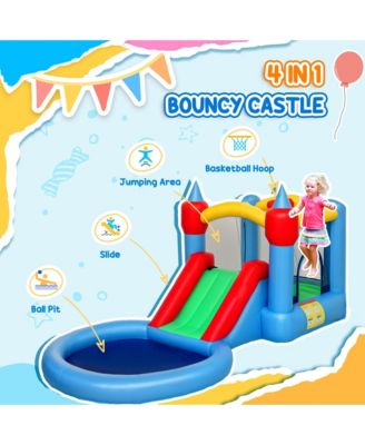 Inflatable Bounce House, 4 in 1 Bouncy Castle with Blower, Multicolor