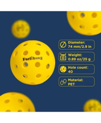Outdoor Pickleball Balls 16 Pack with 40 Holes Official 74mm Size Durable Practice Balls with Portable Mesh Bag for All Skill Levels
