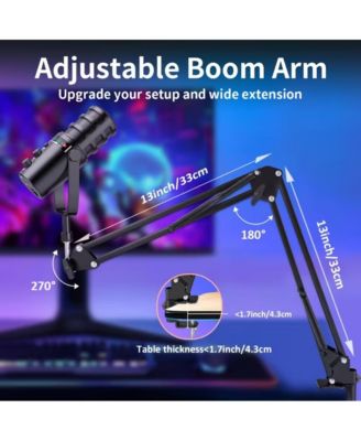 XLR/USB Mic Kit: Noise Cancel/Echo/Mute/Volume with Boom Stand for Gaming/Podcast/Streaming/Recording on PC/Mac/PS4/PS5/Phone/Mixers