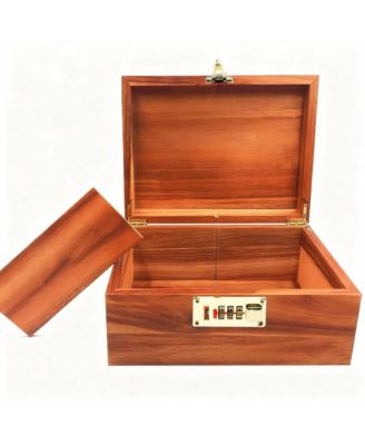Solidwood Storage Box with Lock and Divider