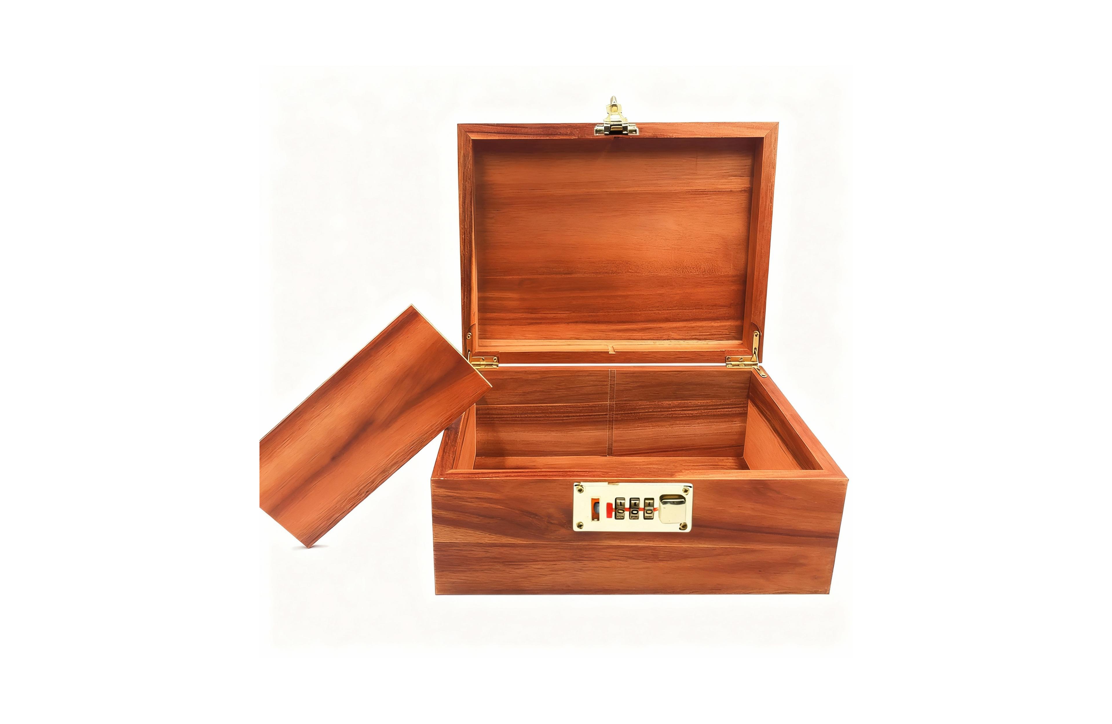 Yigii Solidwood Storage Box with Lock and Divider