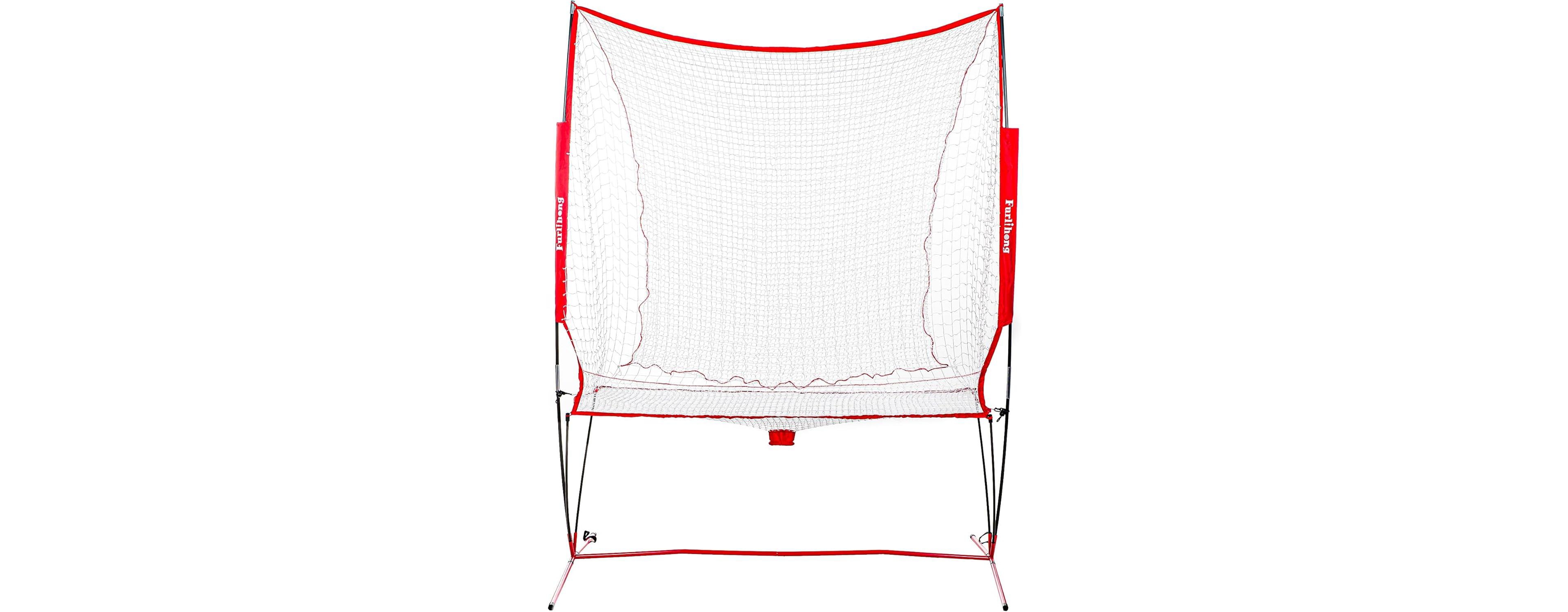 Furlihong Portable Baseball and Tennis Ball Recycling System Net 6 x 7ft with Fiberglass Frame and Carrying Bag for Continuous Training Loop Net Only