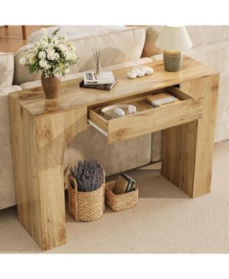  Table with Drawer, Wooden Rectangular Sofa Table Behind The Couch, Industrial Farmhouse Entryway Foyer Hallway Tables