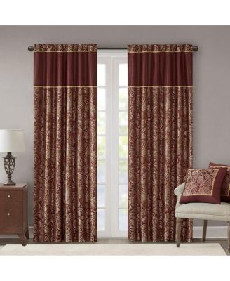 Jacquard Faux Silk Curtain Panel Pair, Light Filtering Window Curtains, 50" W x 95" L, Set of 2
