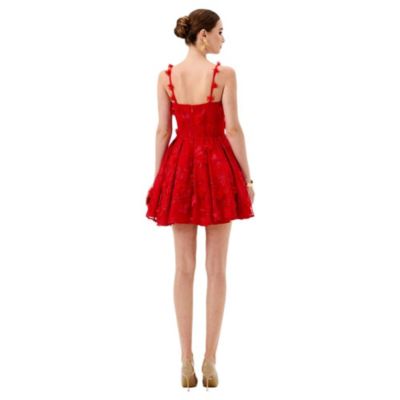 burgundy formal wedding guest dress Glitter Tulle Burgundy A-Line Mini Dress Straps Wedding Guest Dress main image 0