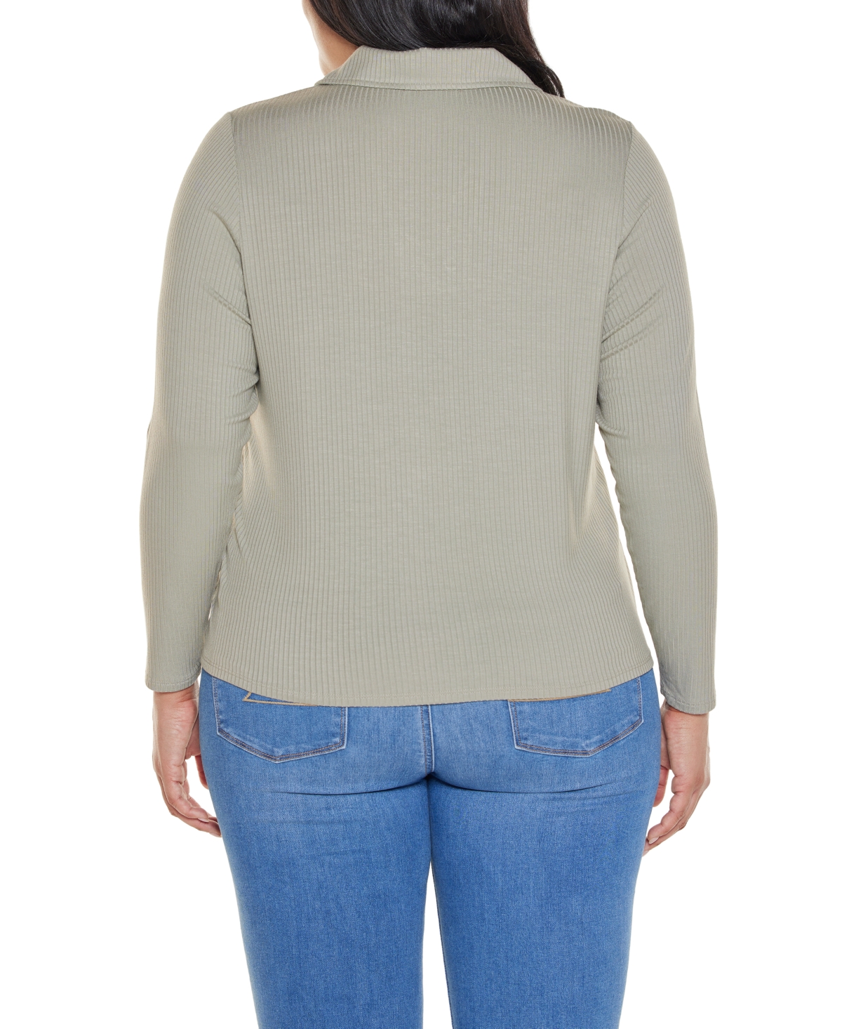 Belldini Plus Grommet-Trim Split-v Knit Top