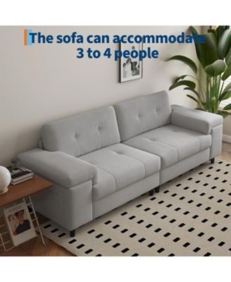 3 Seater Couch for Living Room, 85" Modern Chenille Cloud Sofa with Adjustable Armrest & Removable Backrest, Comfy Deep Seat Couches