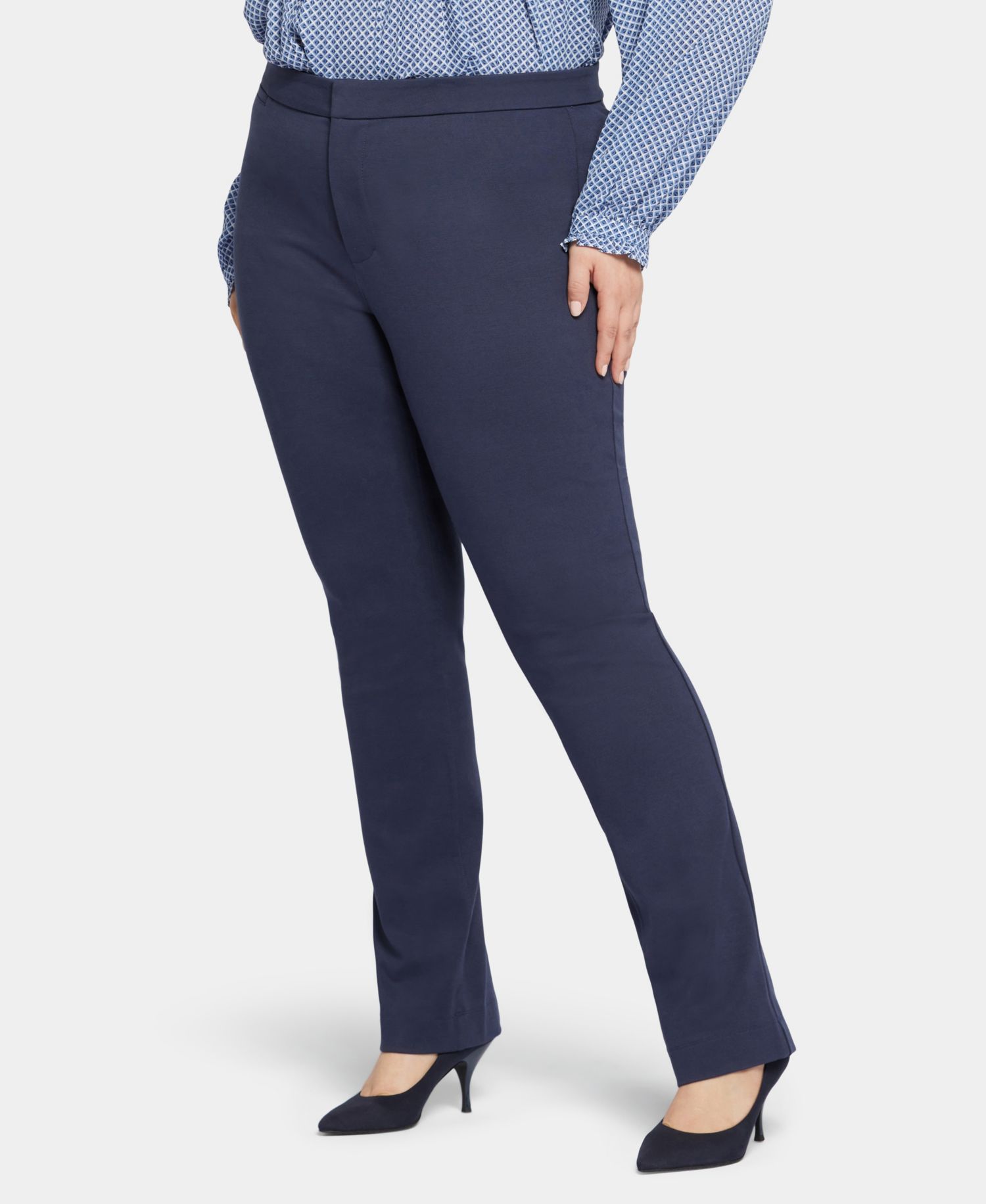 Plus Size Slim Trouser Mid-Rise Pants