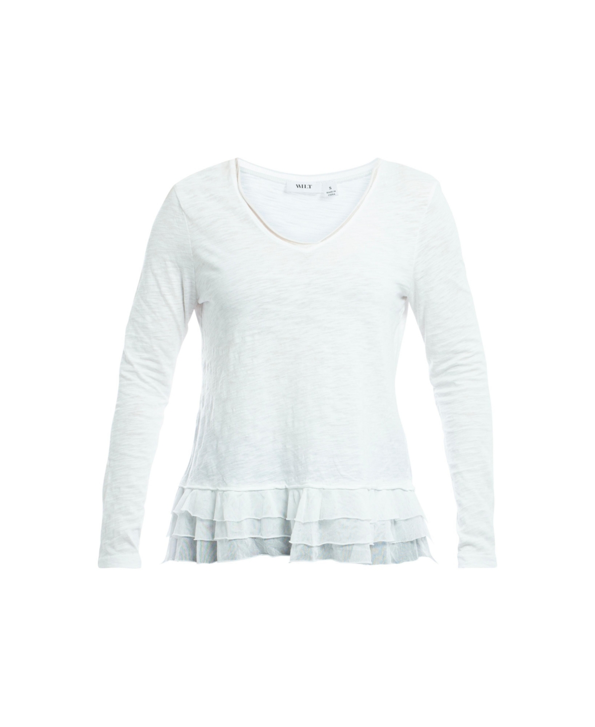 Wilt Clothing Women's V-Neck Mixed Media Long Sleeve