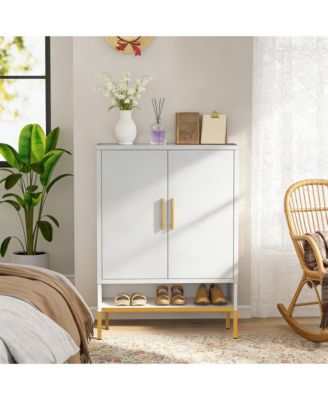 2-Doors Shoes Cabinet, 7-Tier Hidden Shoe Rack, Modern Narrow Shoe Storage Cabinet with Adjustable Shelves for Entryway, Hallway, Closet