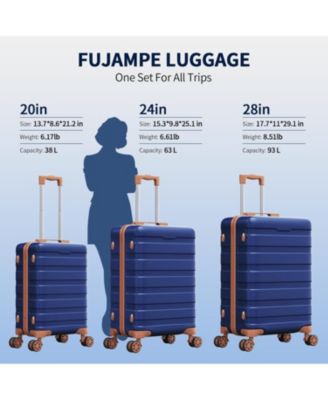 3 Piece Hardshell Luggage Set with Spinner Wheels TSA Lock and Aluminum Telescopic Handle