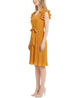 Petite Plisse Pleated Short-Sleeve Dress