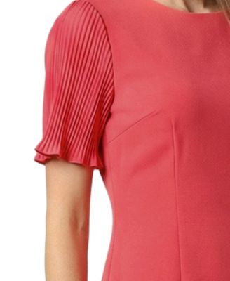 Petite Pleated Short-Sleeve Dress