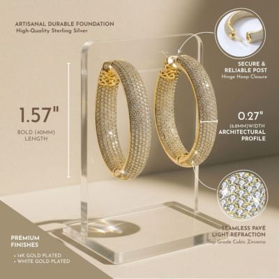 Brilliant Sterling Silver CZ Pave Statement Hoop Earrings