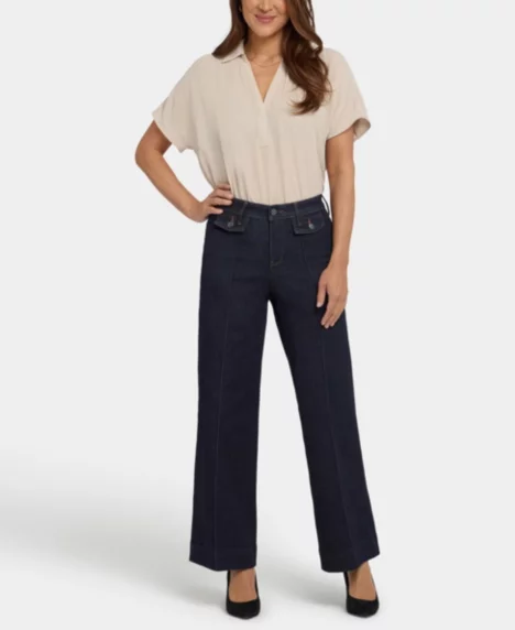 Petite Teresa Wide-Leg Seam Jeans - Magical